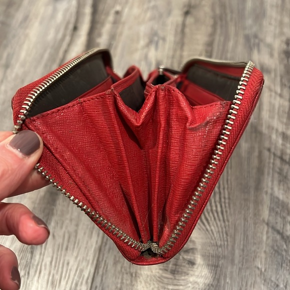 Furla Red Saffiano Leather Zip Around Wallet - Picture 13 of 16